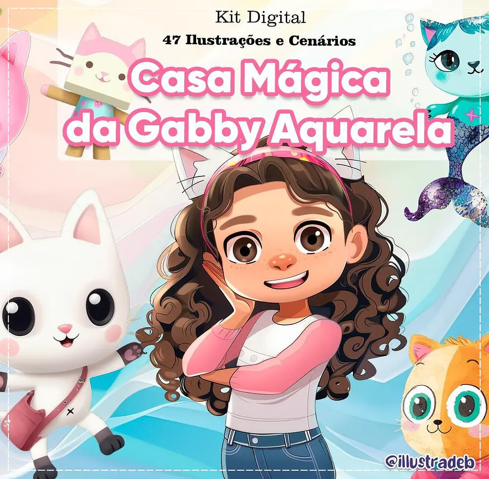 Kit Digital Casa Mágica da Gabby Aquarela 36 1