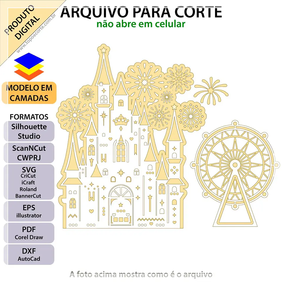 Arquivo de Corte Topo de Bolo Castelo Disney 6 1