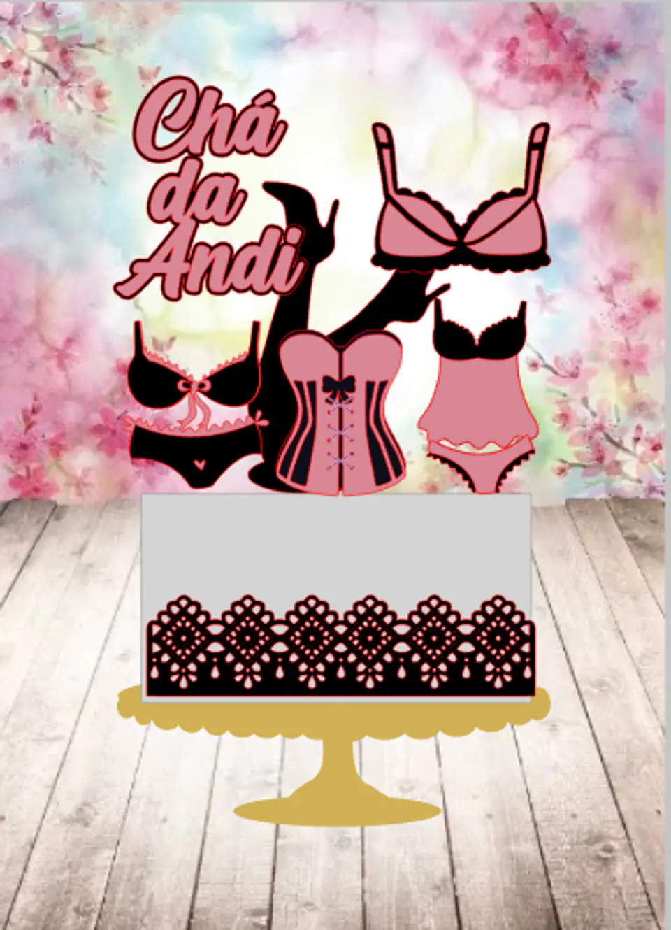 Arquivo de Corte Topo de Bolo Chá de Lingerie 12 1