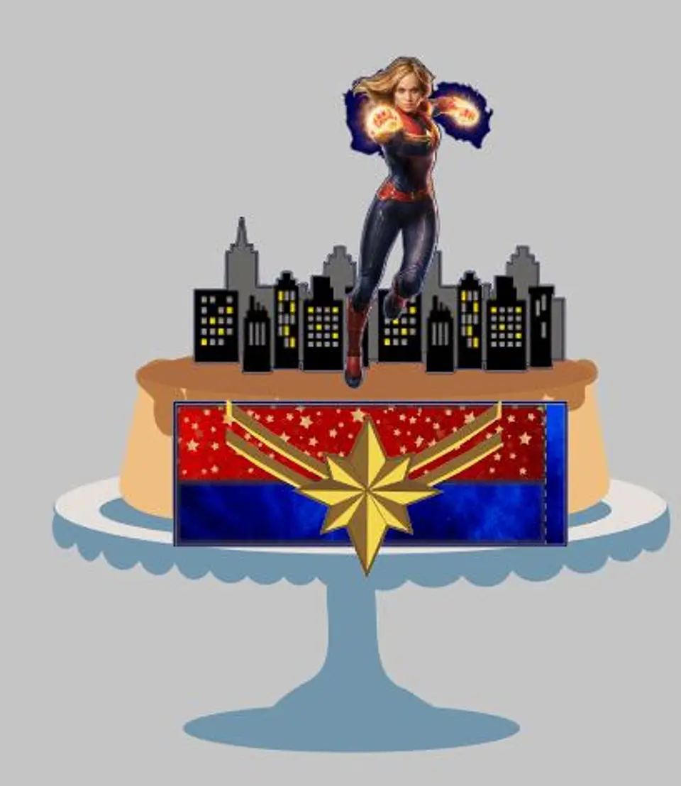 Arquivo de Corte Topo de Bolo Capitã Marvel 1 1