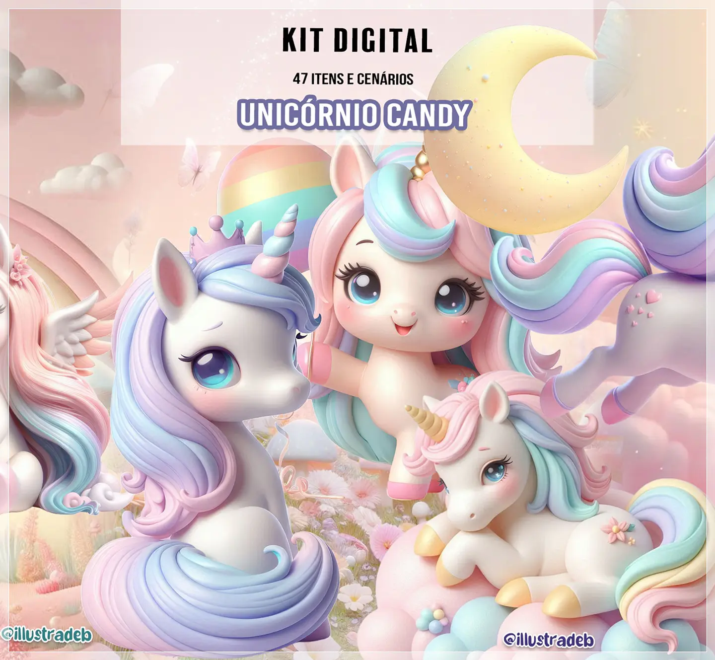 Kit Digital Unicórnio Candy 227 1