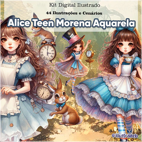 Kit Digital Alice Teen Morena Aquarela 11