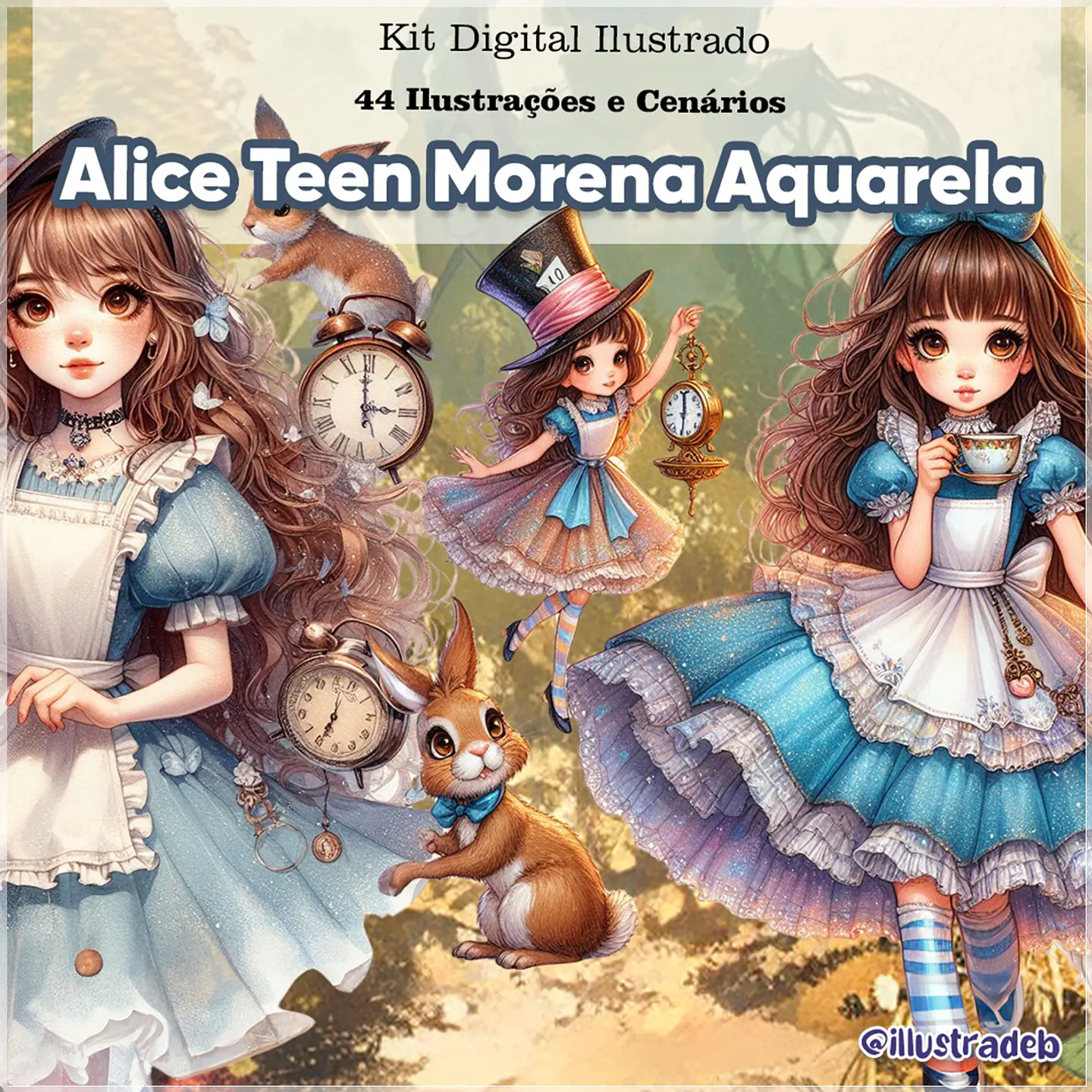 Kit Digital Alice Teen Morena Aquarela 11 1