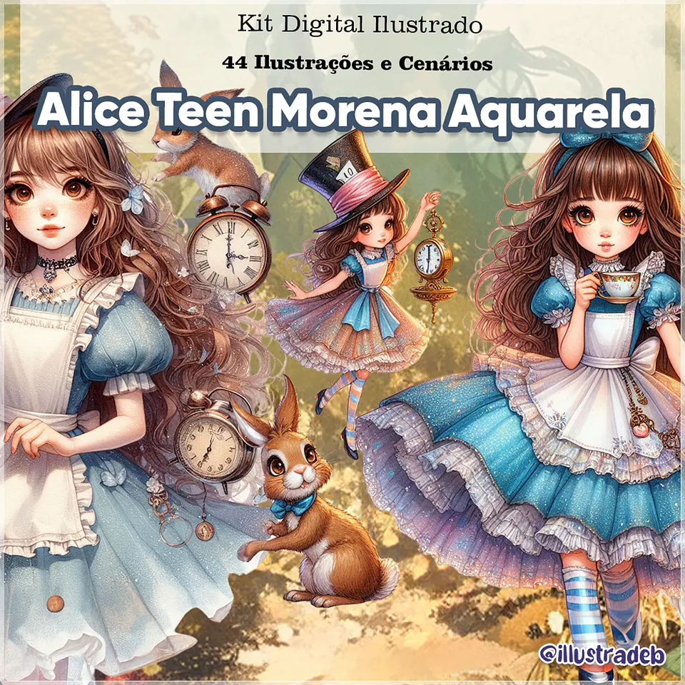 Kit Digital Alice Teen Morena Aquarela 11 1