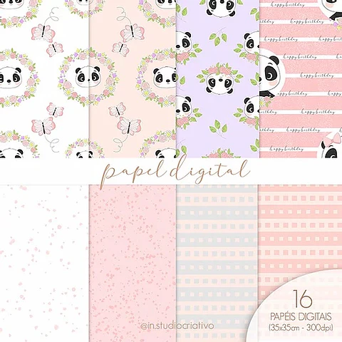 Kit Digital Papeis Pandinha 20