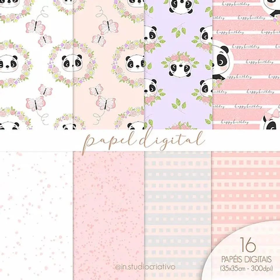 Kit Digital Papeis Pandinha 20 1