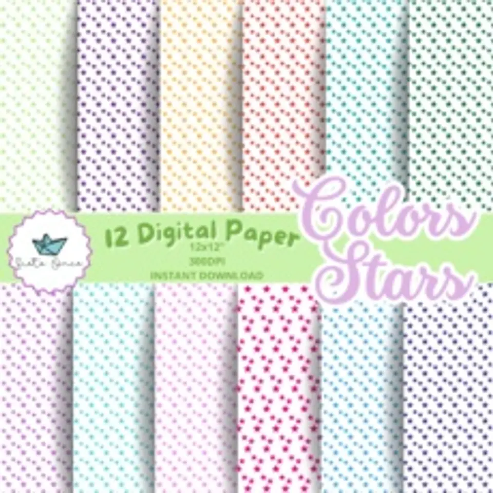 Kit Digital Papeis Estrellas 5 1
