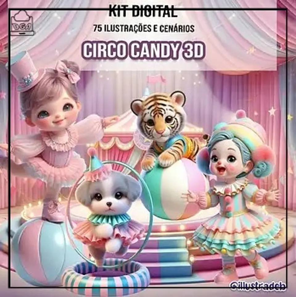 Kit Digital Circo Candy 3d 49 1