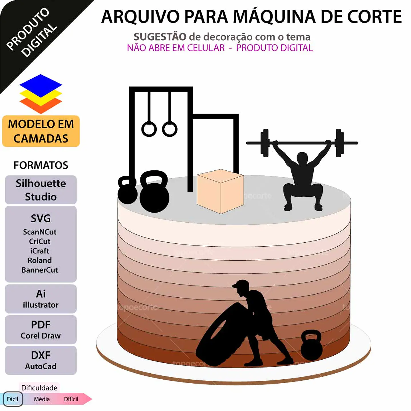 Arquivo de Corte Topo de Bolo Crossfit 5 1