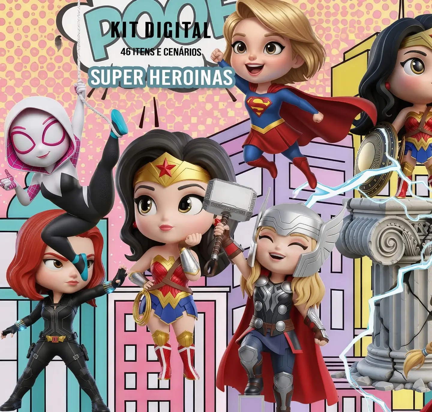 Kit Digital Super Heroínas 21 1