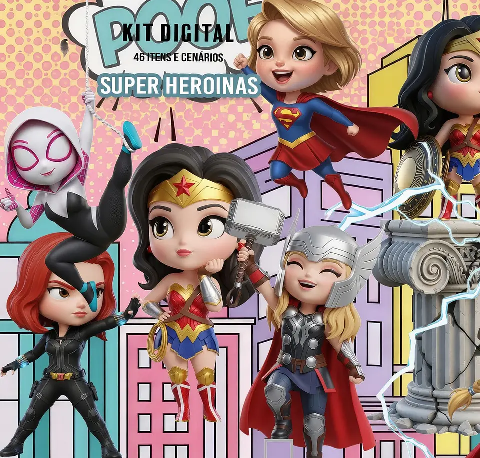 Kit Digital Super Heroínas 21 1