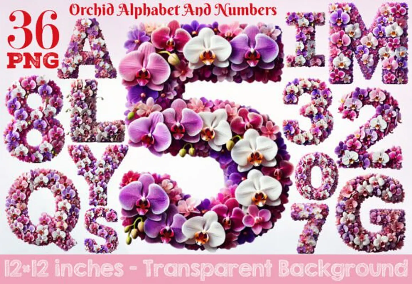 Kit Digital Alfabeto e Numeros Floral 12 1