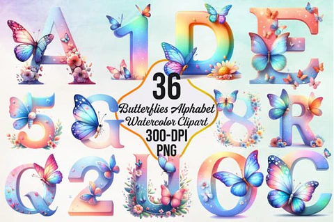 Kit Digital Alfabeto Borboleta 3d 4