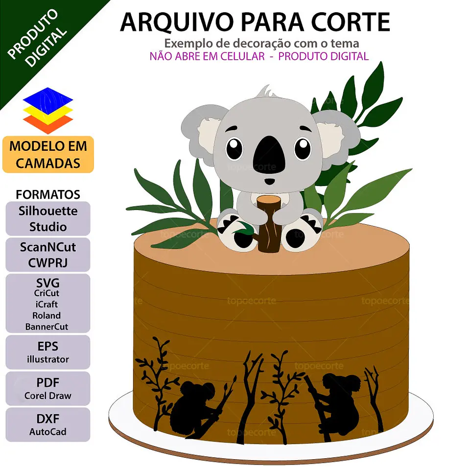 Arquivo de Corte Topo de Bolo Coala 3 1