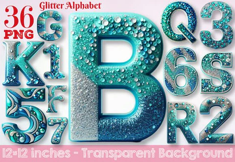 Kit Digital Alfabeto Glitter 8