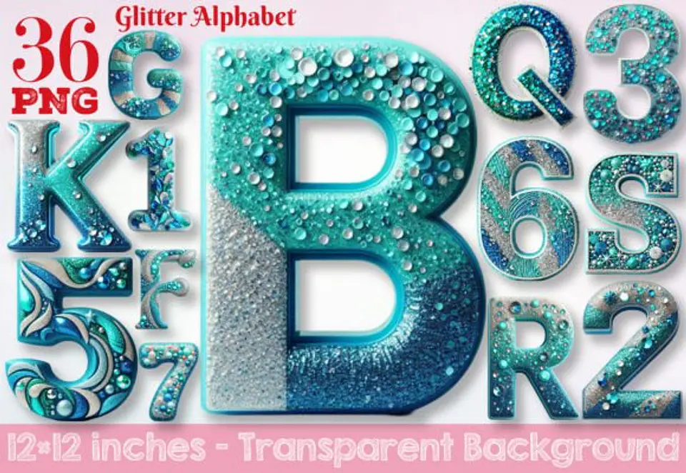 Kit Digital Alfabeto Glitter 8 1
