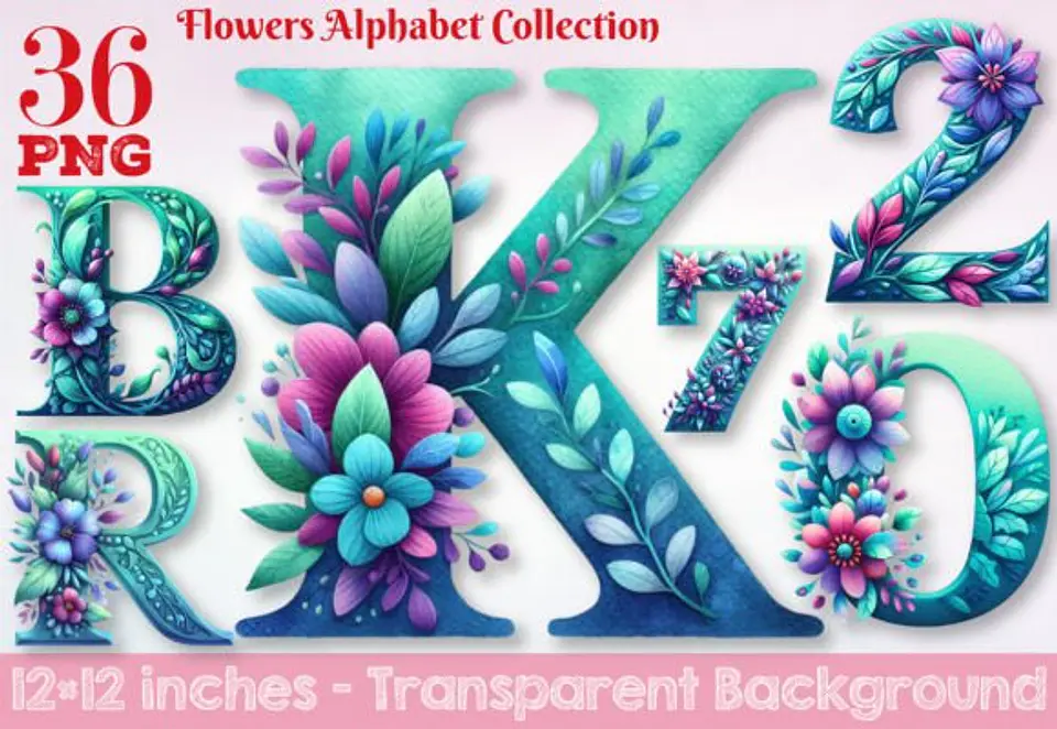 Kit Digital Alfabeto Flores 7 1