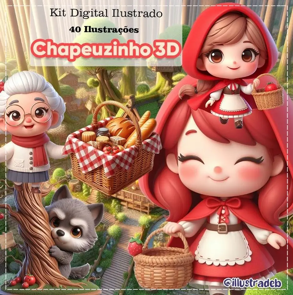 Kit Digital Chapeuzinho Vermelho 3d 40 1