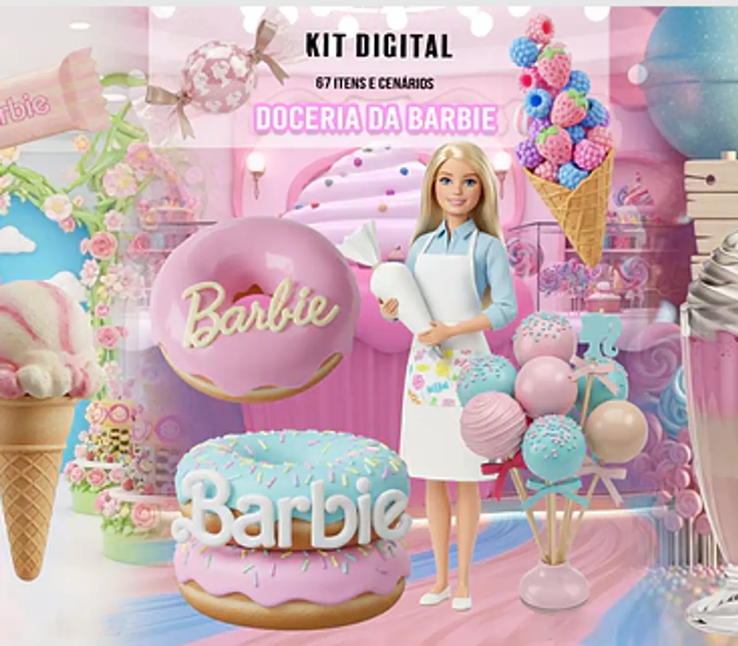 Kit Digital Doceria da Barbie 1