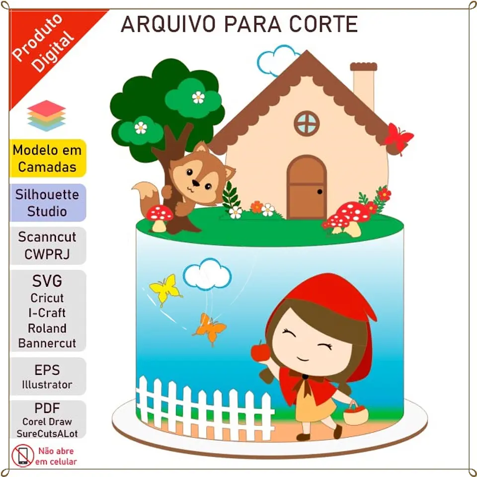 Arquivo de Corte Topo de Bolo Chapeuzinho Vermelho 6 1