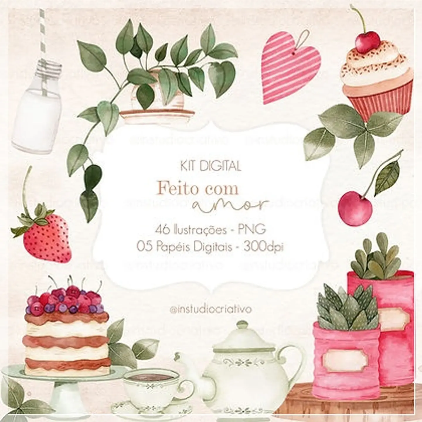Kit Digital Confeitaria Feito com Amor 1 1
