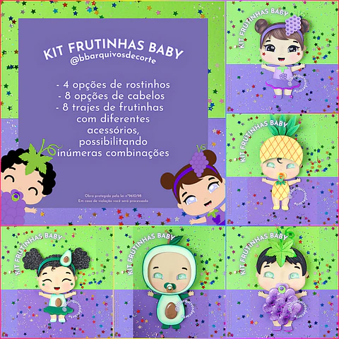 Arquivo de Corte Topo de Bolo Frutinhas Carnaval Baby Bebê Menina Menino 2