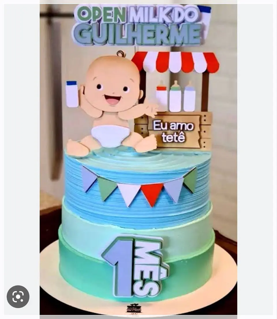 Arquivo de Corte Topo de Bolo Open Milk Amo Tetê Baby Bebê Menino 60 1