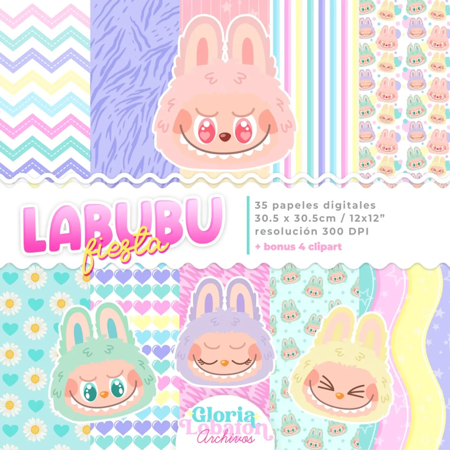 Kit Digital Coleção Papel Digital Labubu Festa 4 1