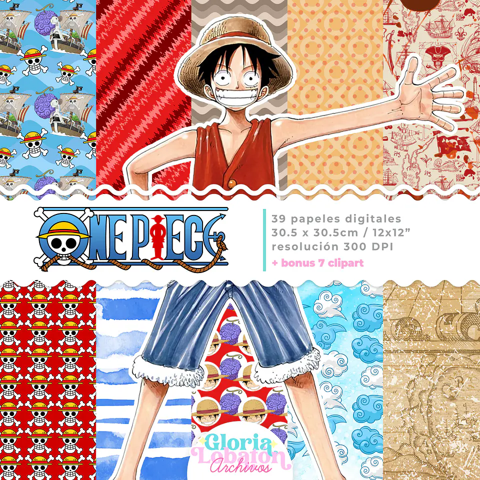 Kit Digital Coleção Papeis Digital One Piece 3 1