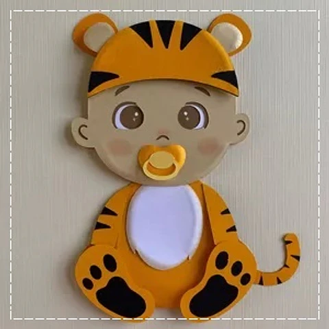Arquivo de Corte Topo de Bolo Tigre Baby Bebê Menino 48
