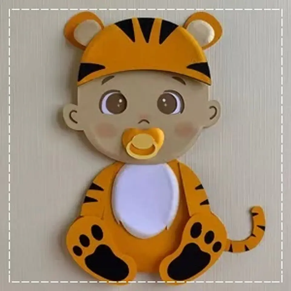 Arquivo de Corte Topo de Bolo Tigre Baby Bebê Menino 48 1