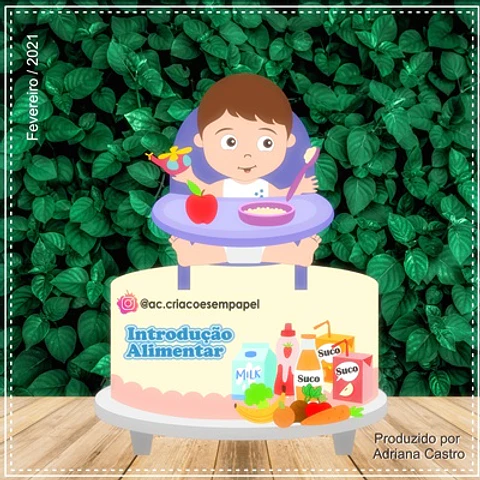 Arquivo de Corte Topo de Bolo Introdução Alimentar Baby Bebê Menino 51
