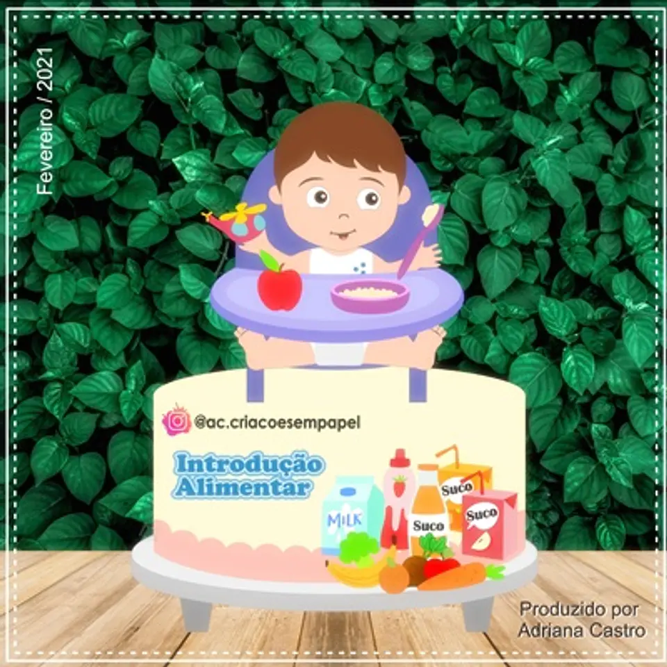 Arquivo de Corte Topo de Bolo Introdução Alimentar Baby Bebê Menino 51 1