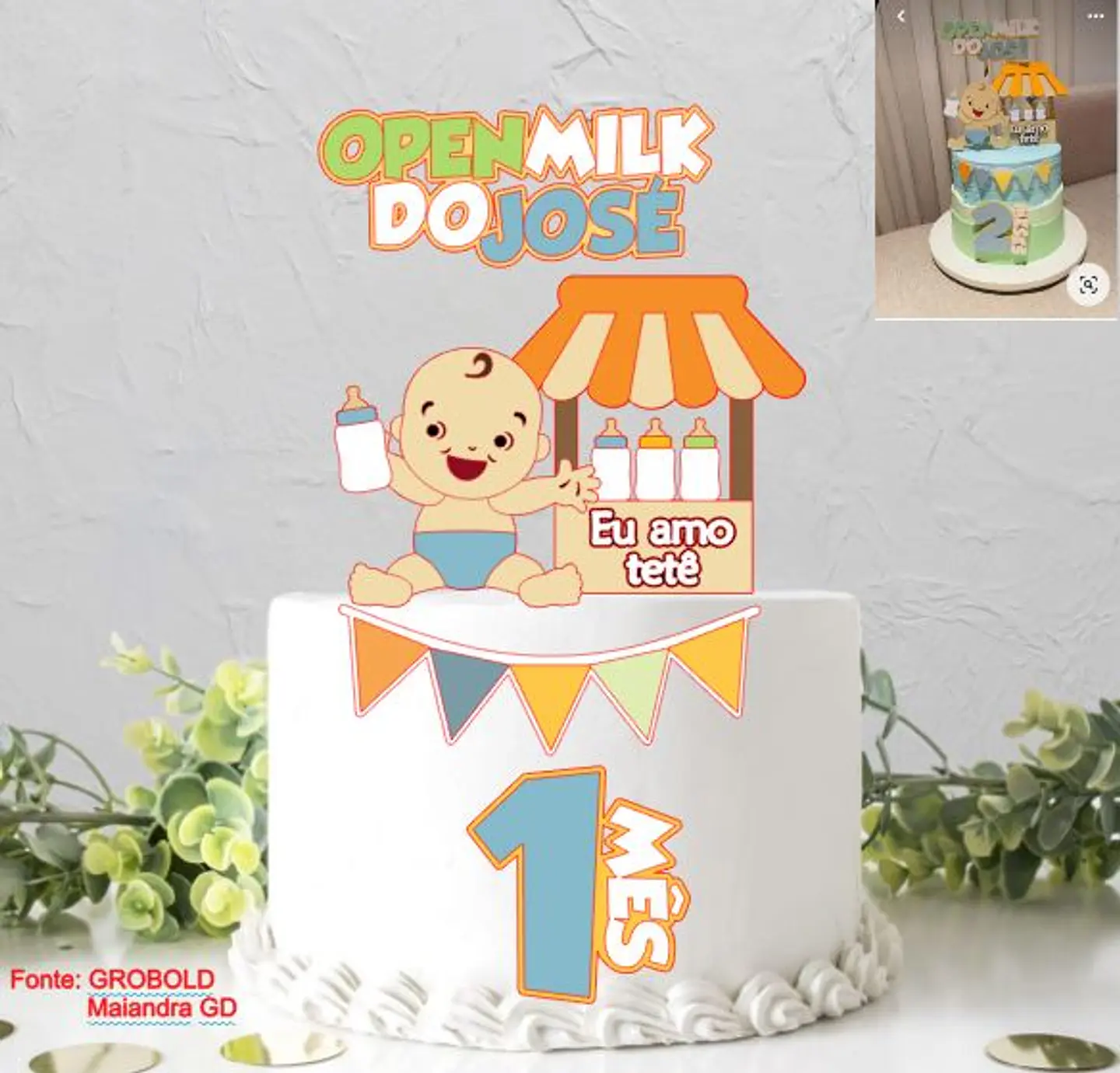 Arquivo de Corte Topo de Bolo Open Milk Amo Tetê Baby Bebê Menino 25 1