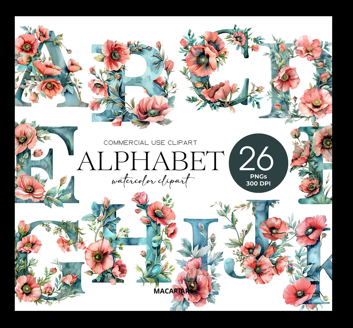 Kit Digital Alfabeto Floral 29 1