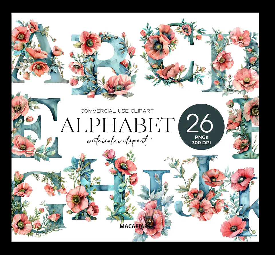 Kit Digital Alfabeto Floral 29 1