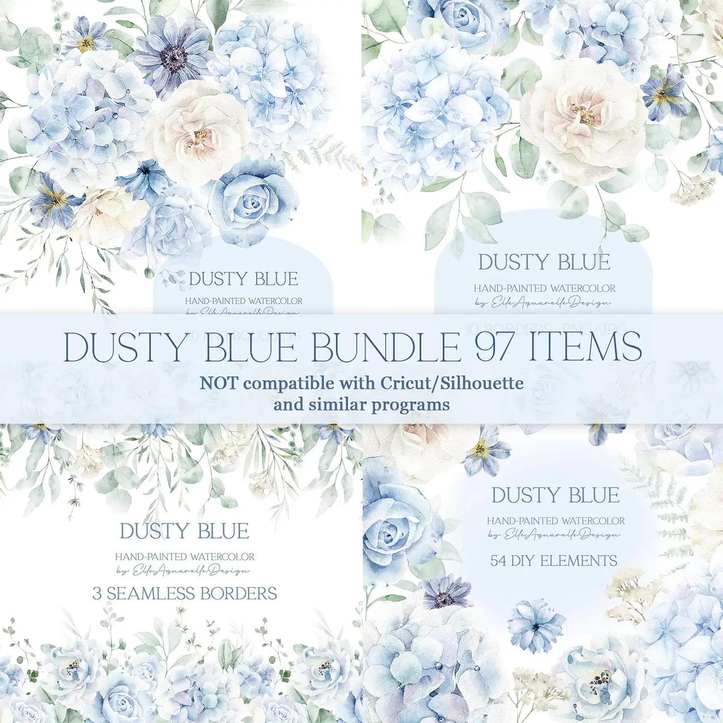 Kit Digital Floral Azul 43 1