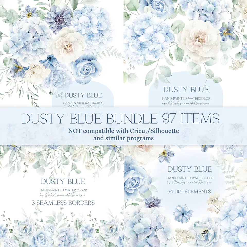 Kit Digital Floral Azul 43 1