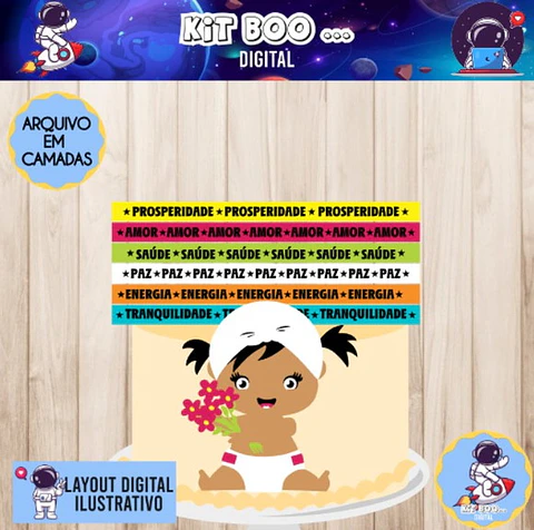 Arquivo de Corte Topo de Bolo Bahia Baiana Baby Bebê Menina 40