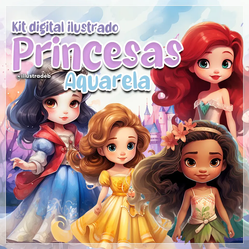 Kit Digital Princesas Aquarela 191 1