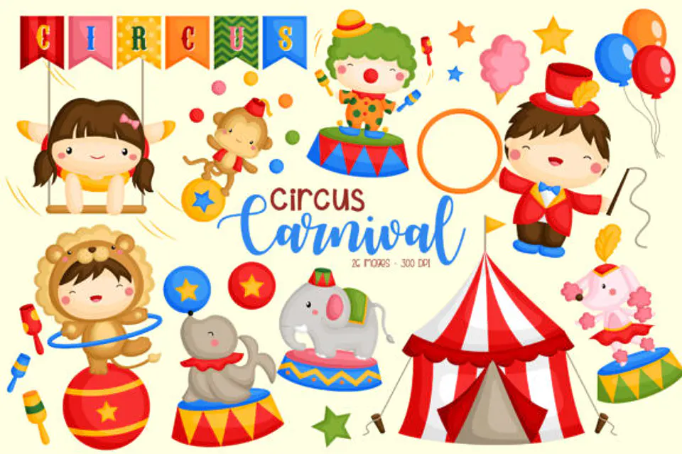 Kit Digital Circo Cute 1 1