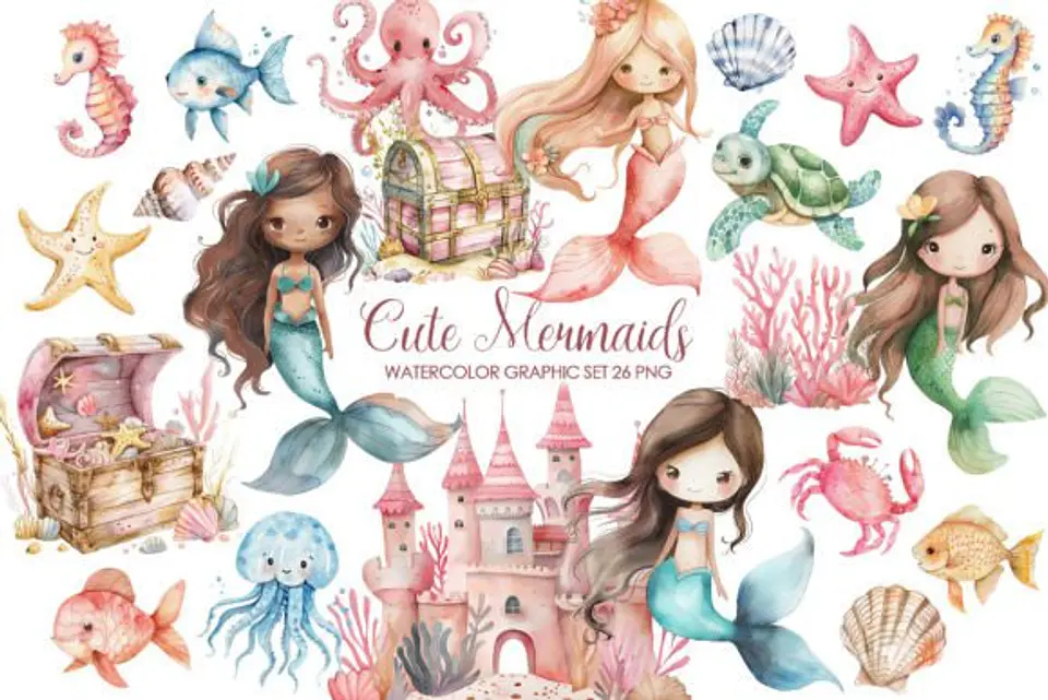 Kit Digital Sereia Cute 14 1