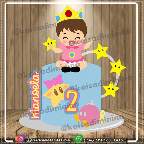 Arquivo de Corte Topo de Bolo Princesa Peach Mario Baby Bebê Menina 46