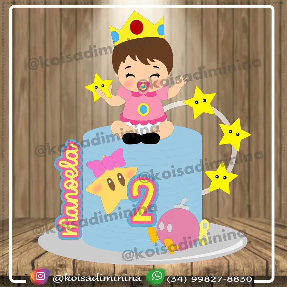 Arquivo de Corte Topo de Bolo Princesa Peach Mario Baby Bebê Menina 46 1