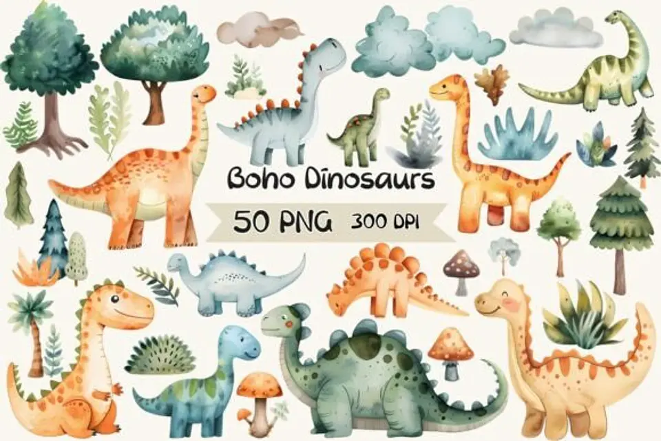 Kit Digital Dinossauro Boho 1 1