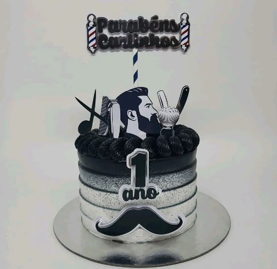 Arquivo de Corte Topo de Bolo Barbearia Barbeiro 3 1