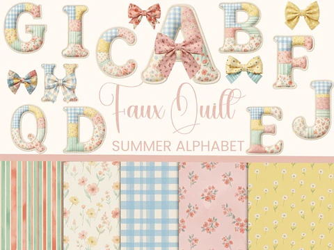 Kit Digital Alfabeto Patchwork Verão 11