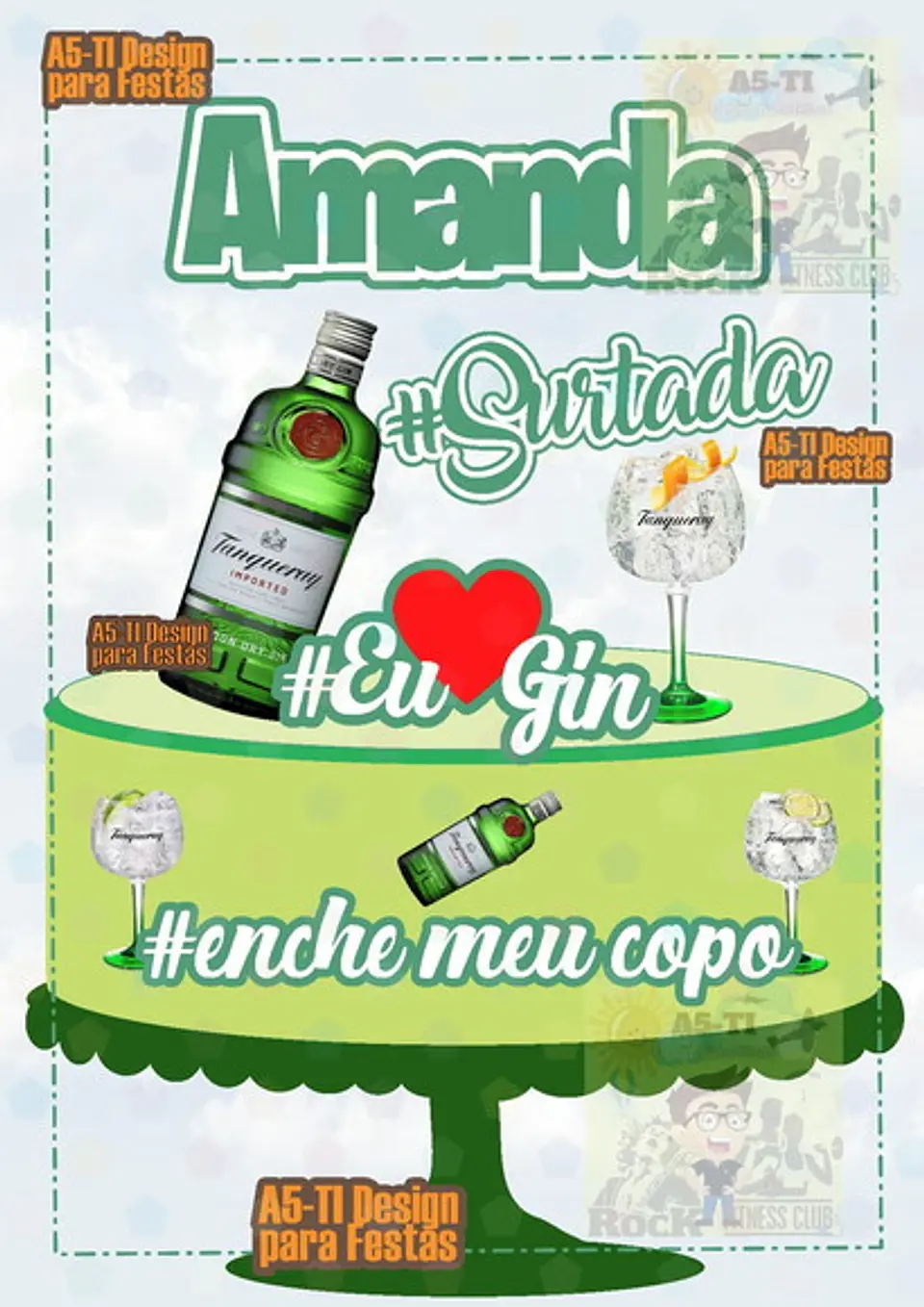 Arquivo de Corte Topo de Bolo Bebidas Gin Tônica 2 1
