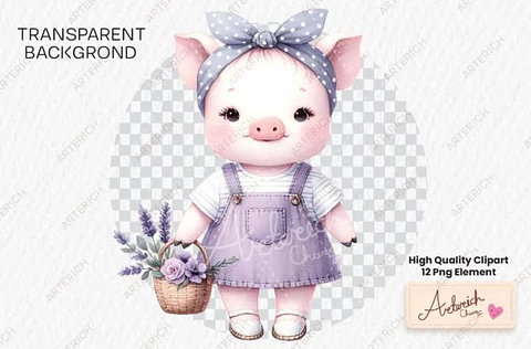Kit Digital Pequena Porquinha Cute 6