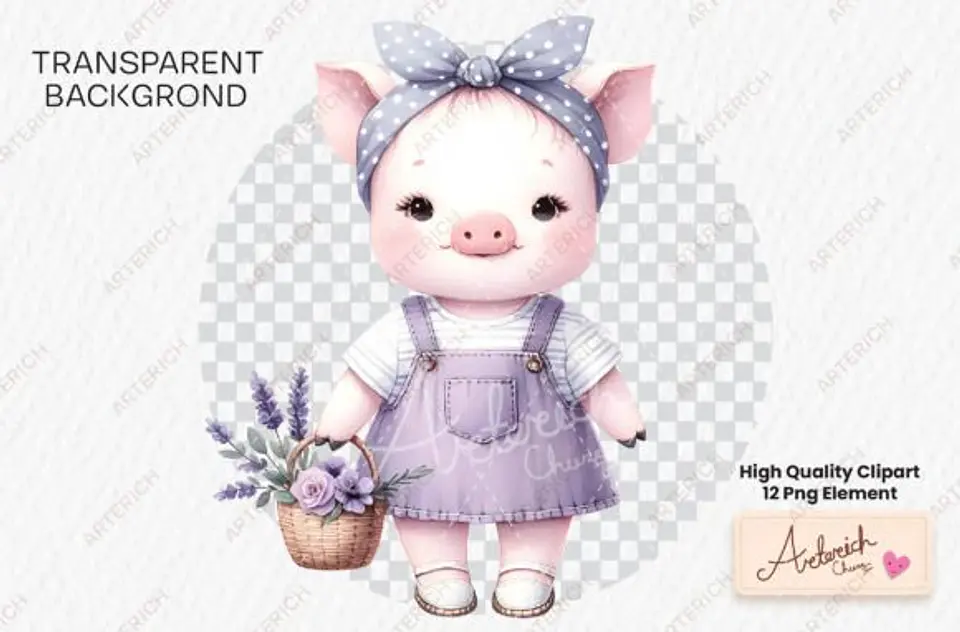 Kit Digital Pequena Porquinha Cute 6 1